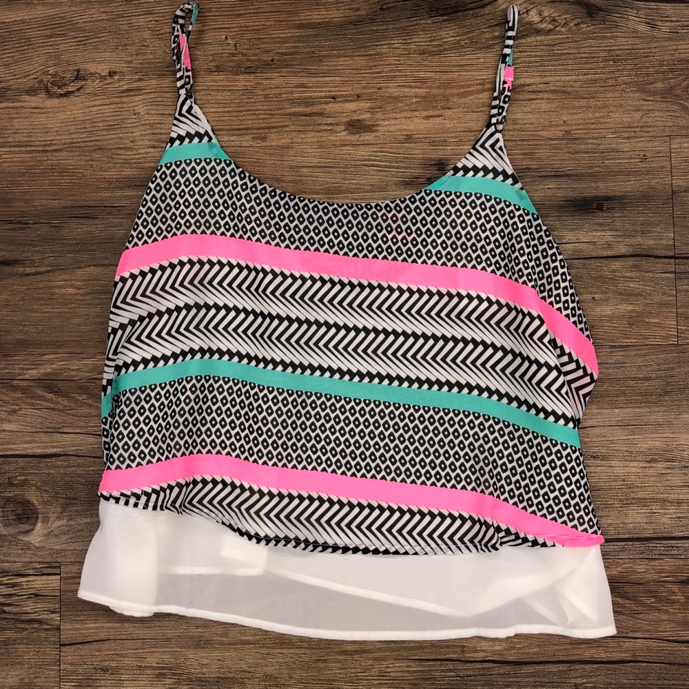Pattern blue and pink lose shirt